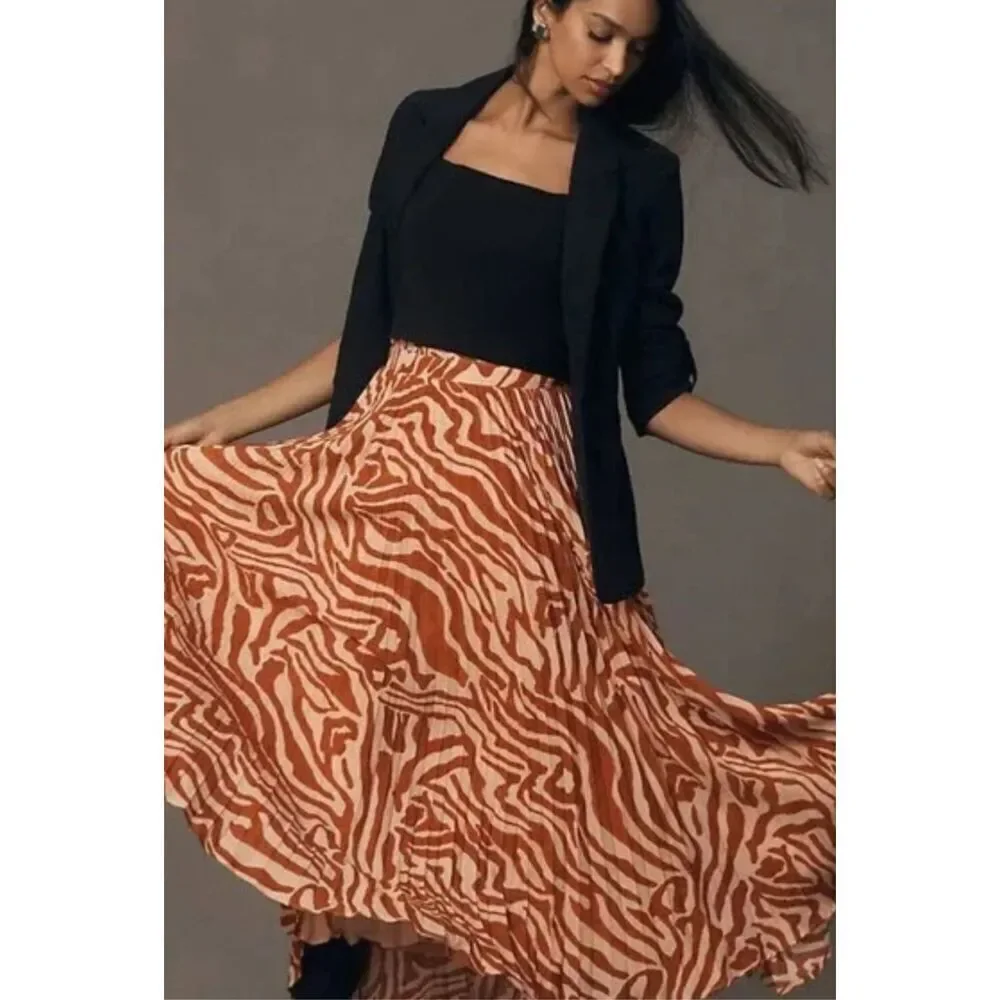 Maeve Anthropologie‎ The Isobel silky Pleated skirt size 8 NWT